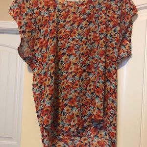 See through floral print shirt